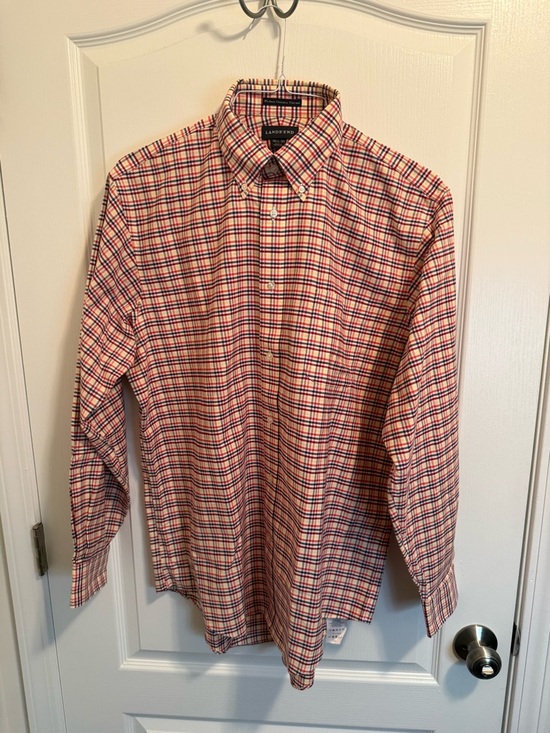 Lands' End Other - Lands' End Men’s Red and Blue Plaid Button-Down Oxford Shirt - 100% Cotton